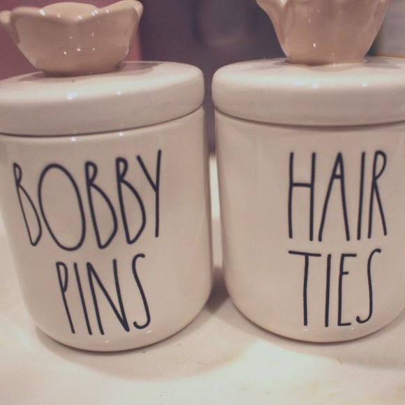 Rae Dunn Other - Lot Rae Dunn beauty canisters HAIR TIES and BOBBY PINS and Cheese Plate